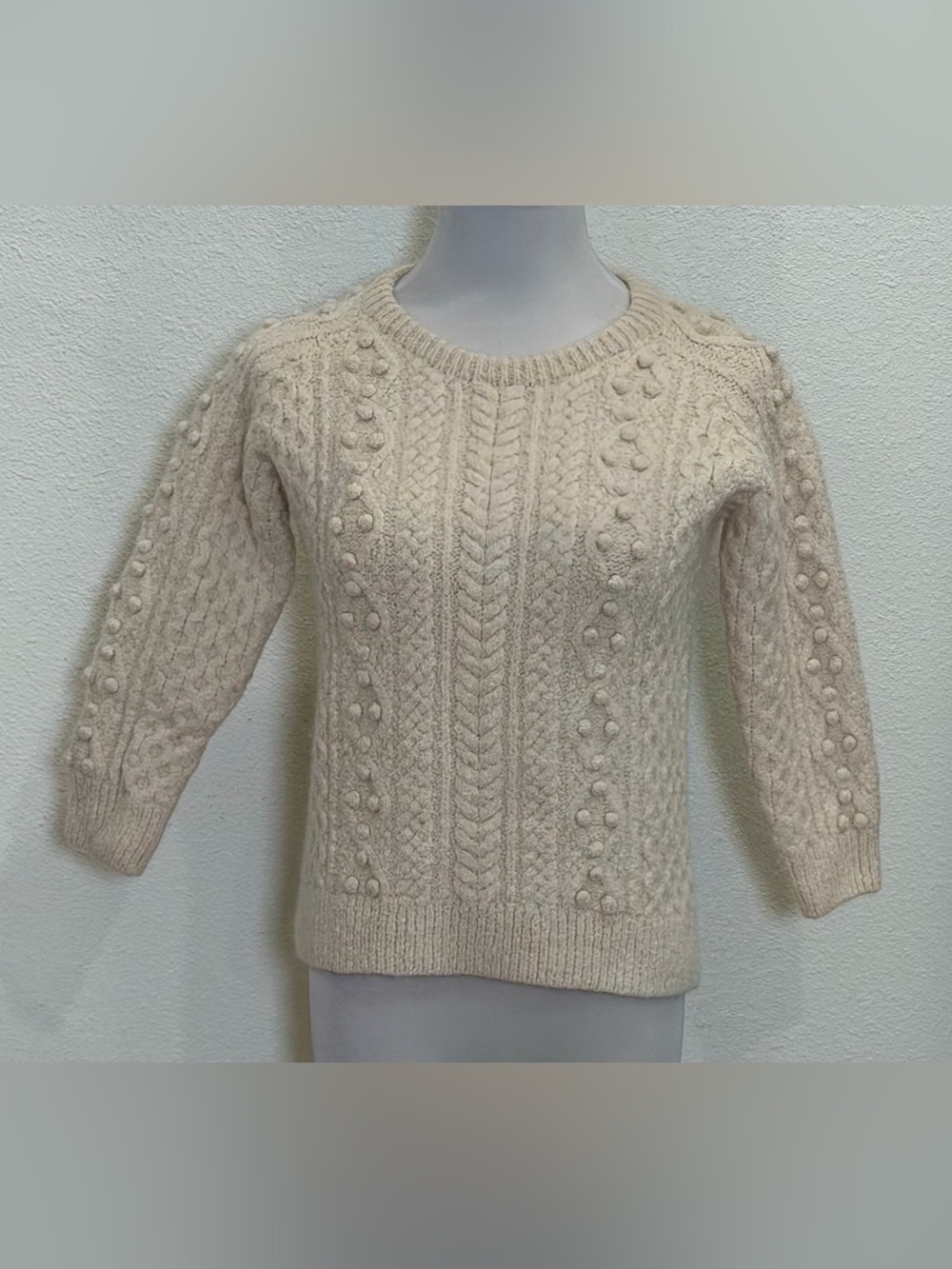Isabel Marant Baby Alpaca Wool Cable Knit Sweater Cream XXS / XS *Shrunken Fit*